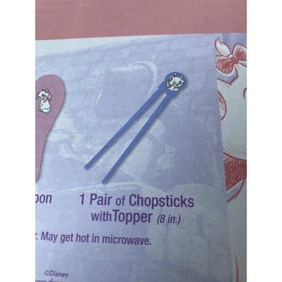 Disney The Aristocats Marie Ramen Noodle Bundle Bowl Spoon & Chopsticks W/Topper - Picture 5 of 16